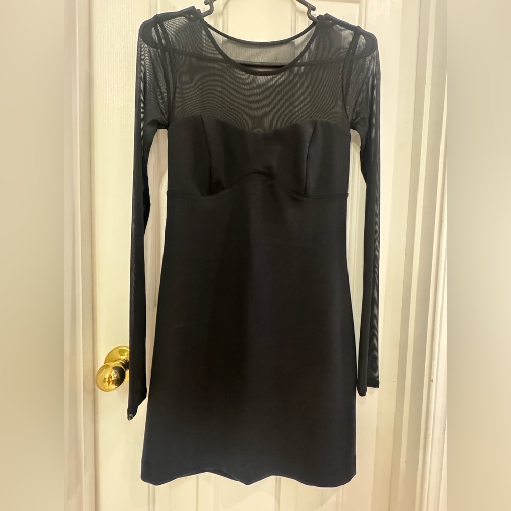 Abercrombie & Fitch Black Mesh Long Sleeve Dress